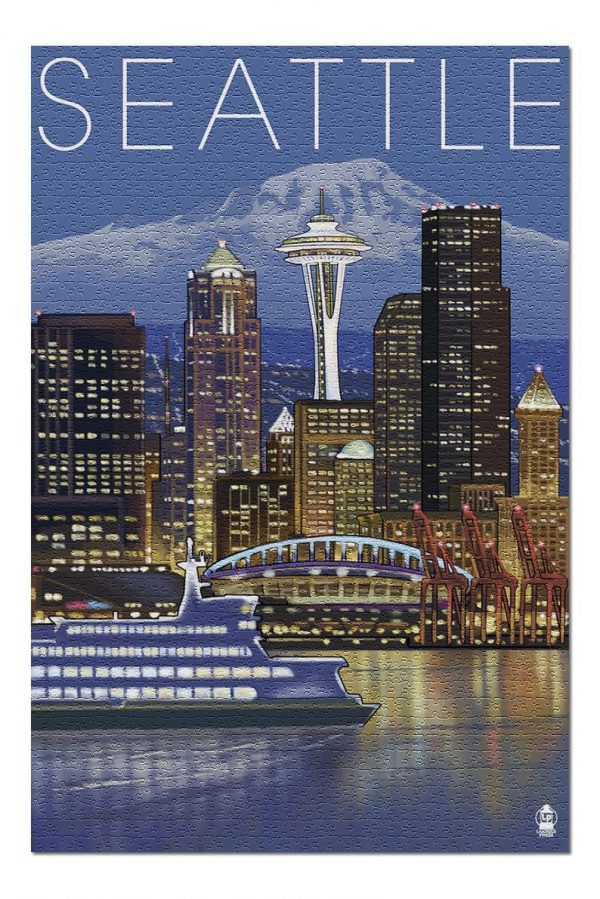 Seattle At Night Jigsaw Puzzle Set