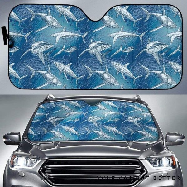 Shark Hand Drawn Car Auto Sun Shade