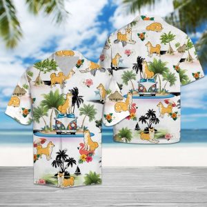 Shiba Inu Vacation Hawaiian Shirt Summer Button Up