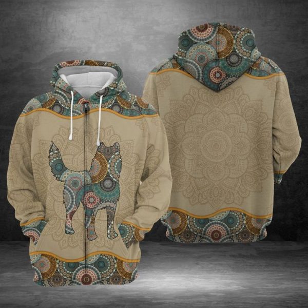 Siberian Husky Mandala 3D Printed Hoodie/Zipper Hoodie