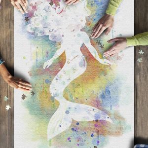 Silhouette Mermaid White Jigsaw Puzzle Set