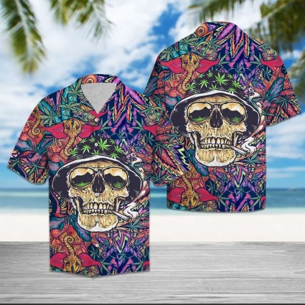 Skull Hawaiian Shirt Summer Button Up