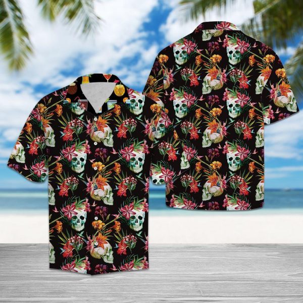 Skull Hawaiian Shirt Summer Button Up