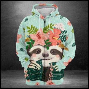 Sloth Flower 3D Printed Hoodie/Zipper Hoodie