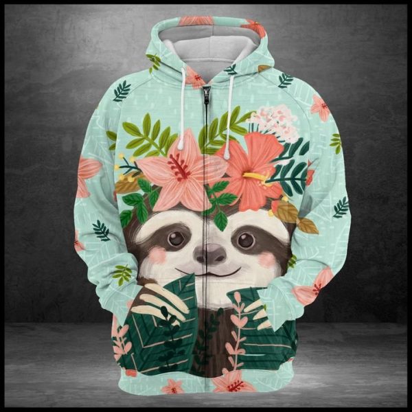 Sloth Flower 3D Printed Hoodie/Zipper Hoodie