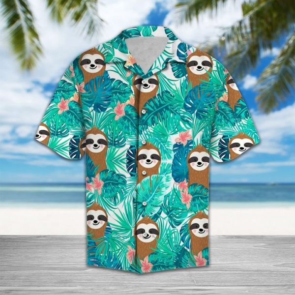 Sloth Hawaiian Shirt Summer Button Up