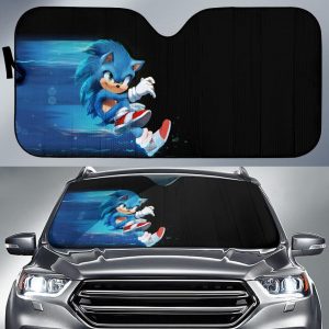 Sonic The Hedgehog Runs Cartoon Car Auto Sun Shade