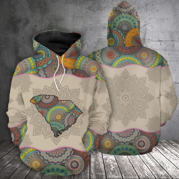 South Carolina State Mandala 3D Printed Hoodie/Zipper Hoodie