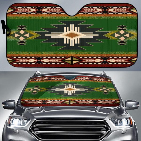 Southwest Green Symbol Native American Car Auto Sun Shade