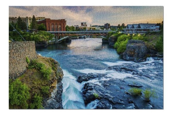 Spokane Falls & Downtown At Sunset Jigsaw Puzzle Set