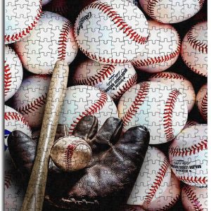 Sport, Baseball, Bat Glove And Ball Jigsaw Puzzle Set