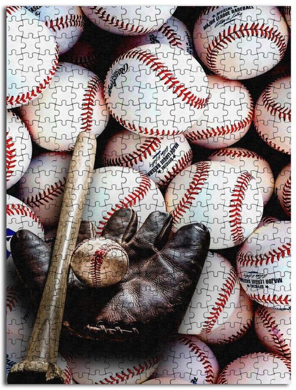 Sport, Baseball, Bat Glove And Ball Jigsaw Puzzle Set