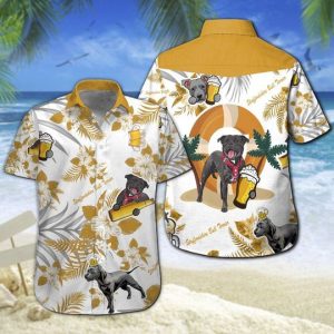 Staffordshire Bull Terrier Beer Hawaiian Shirt Summer Button Up