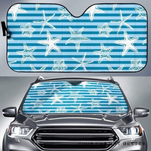 Starfish Blue Blackground Car Auto Sun Shade