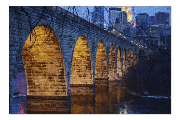 Stone Arch Bridge At Night Jigsaw Puzzle Set