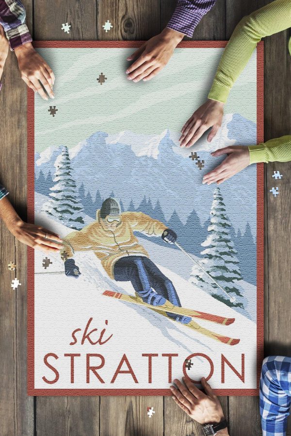 Stratton, Vermont Downhill Skier Scene Jigsaw Puzzle Set