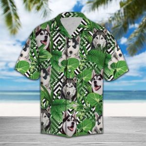 Summer Exotic Jungle Tropical Siberian Husky Hawaiian Shirt Summer Button Up