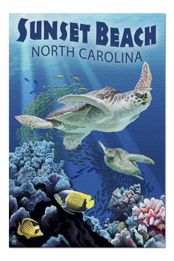 Sunset Beach, Sea Turtle Jigsaw Puzzle Set