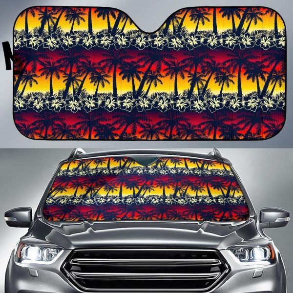 Sunset Hibiscus Palm Tree Car Auto Sun Shade