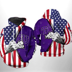 Tcu Horned Frogs NCAA US Flag 3D Printed Hoodie/Zipper Hoodie