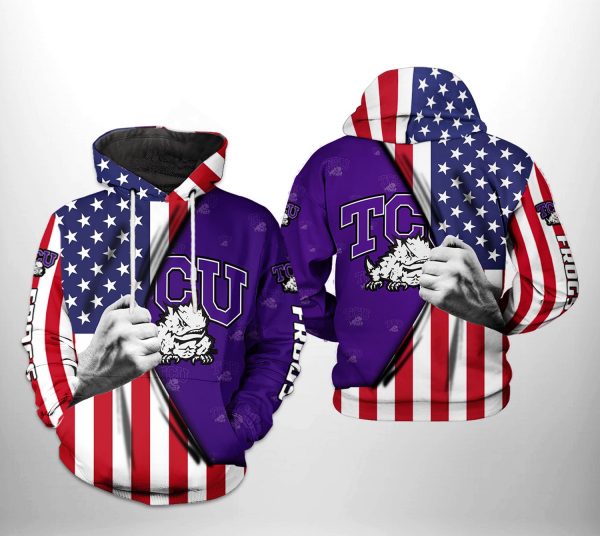 Tcu Horned Frogs NCAA US Flag 3D Printed Hoodie/Zipper Hoodie