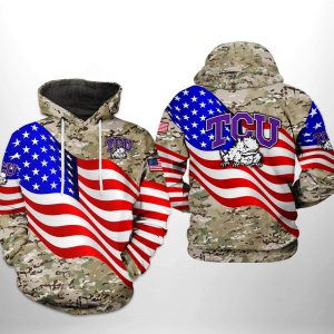 Tcu Horned Frogs NCAA US Flag Camo Veteran 3D Printed Hoodie/Zipper Hoodie