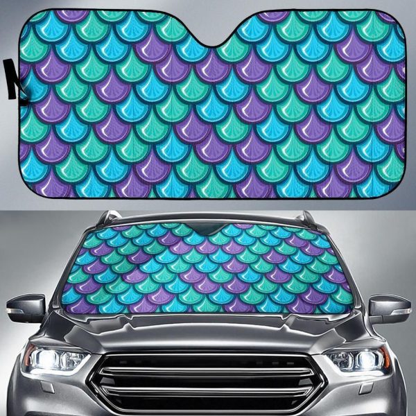 Teal Mermaid Scales Car Auto Sun Shade