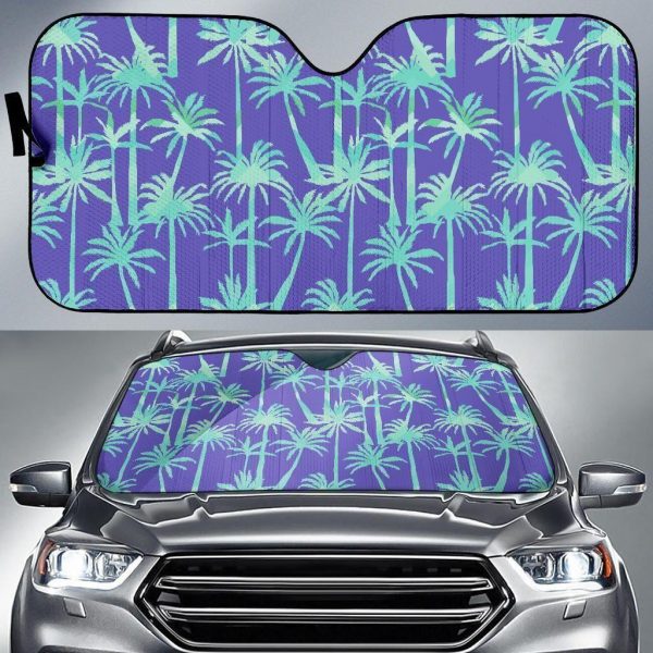 Teal Palm Tree Car Auto Sun Shade