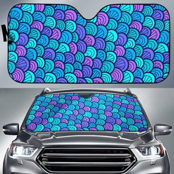 Teal Pink Mermaid Scales Car Auto Sun Shade