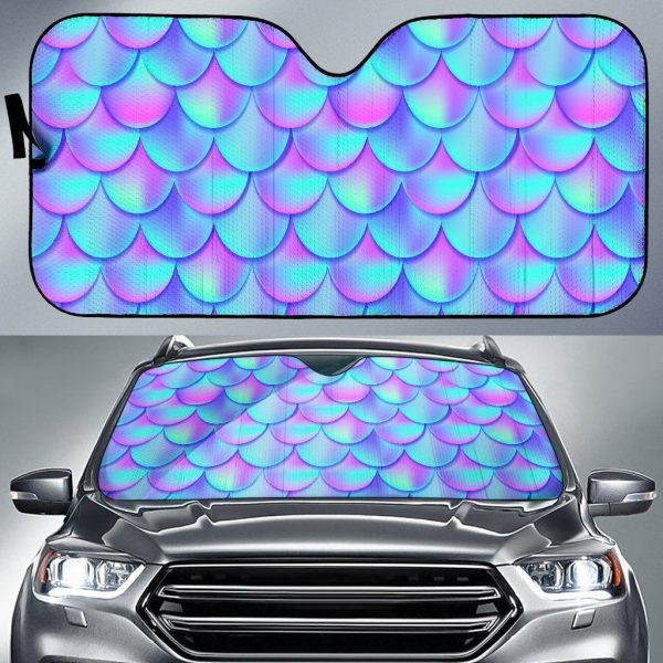 Teal Purple Mermaid Scales Car Auto Sun Shade