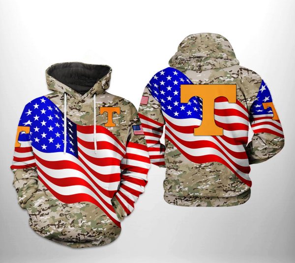 Tennessee Volunteers NCAA US Flag Camo Veteran 3D Printed Hoodie/Zipper Hoodie