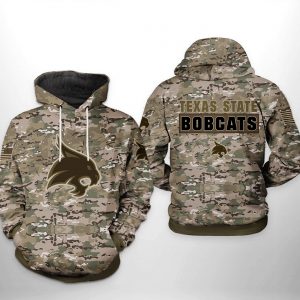 Texas State Bobcats NCAA Camo Veteran 3D Printed Hoodie/Zipper Hoodie