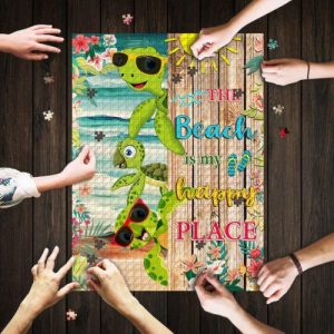 The Beach Is My Happy Place Turtle Jigsaw Puzzle Set