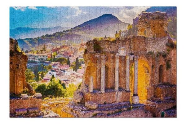 The Ruins Of Taormina Theater At Sunset Jigsaw Puzzle Set