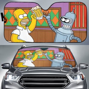 The Simpsons Cartoon Beers Car Auto Sun Shade