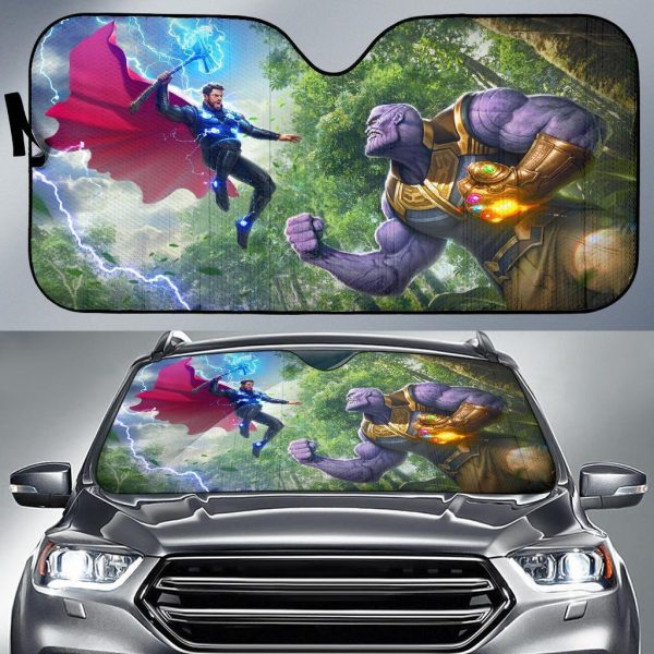 Thor Vs Thanos Car Auto Sun Shade