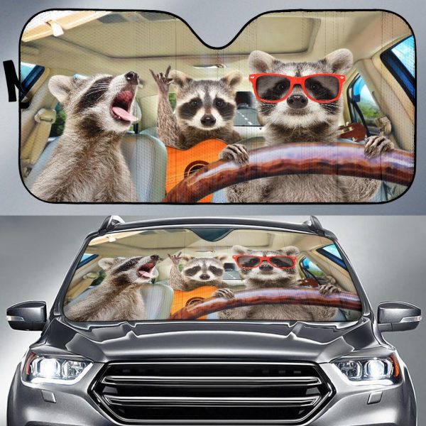 Three Funny Raccoon Car Auto Sun Shade