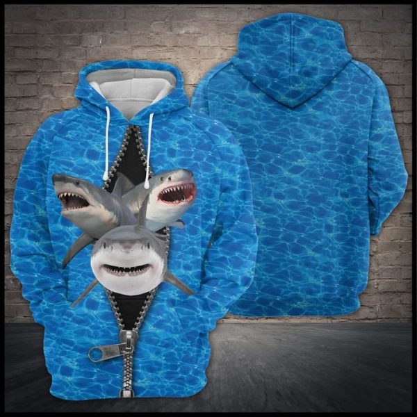 Three Sharks 3D Printed Hoodie/Zipper Hoodie