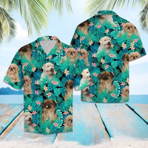 Tibetan Spaniel Tropical Hawaiian Shirt Summer Button Up