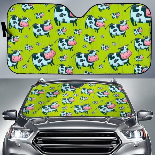 Toon Smiley Cow Car Auto Sun Shade