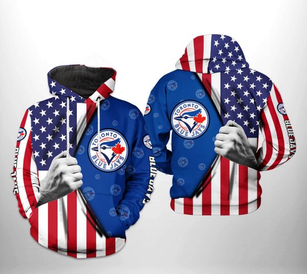 Toronto Blue Jays MLB US Flag 3D Printed Hoodie/Zipper Hoodie