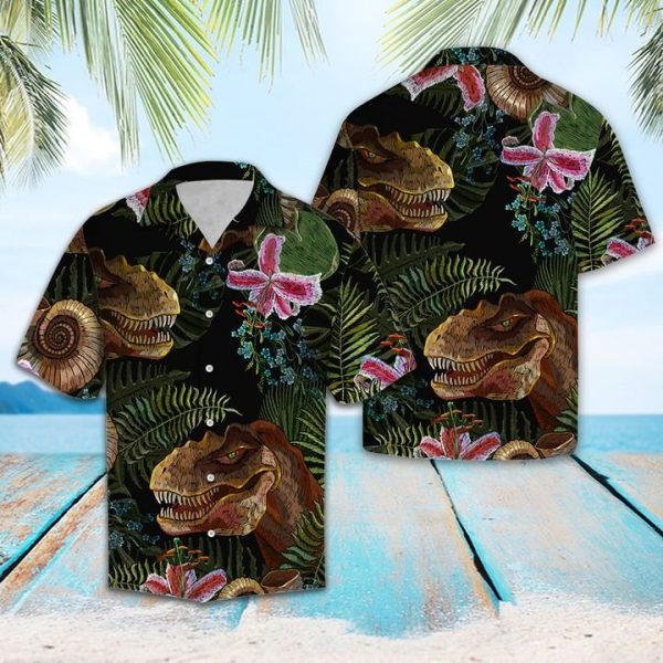 Trex Tropical Hawaiian Shirt Summer Button Up