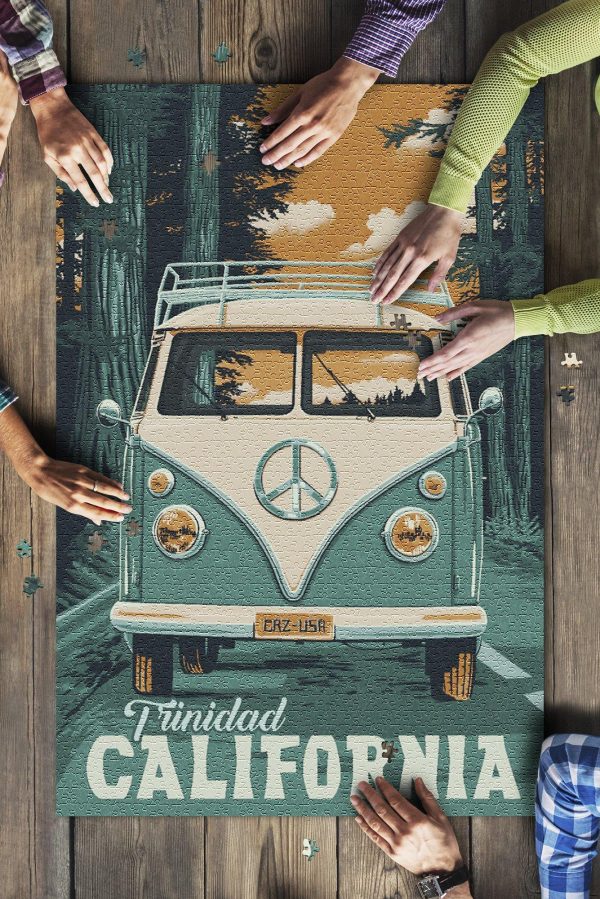 Trinidad, California Camper Van In Forest? Jigsaw Puzzle Set