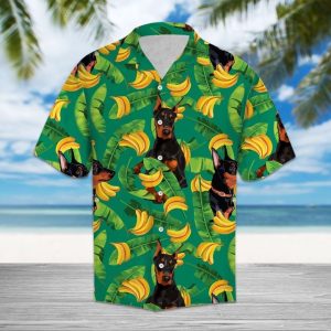 Tropical Banana Doberman Pinscher Hawaiian Shirt Summer Button Up