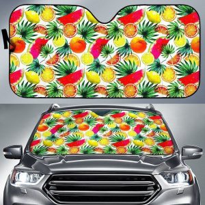 Tropical Fruit Leaf Car Auto Sun Shade