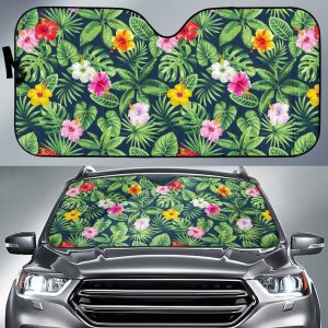 Tropical Hibiscus Flowers Car Auto Sun Shade