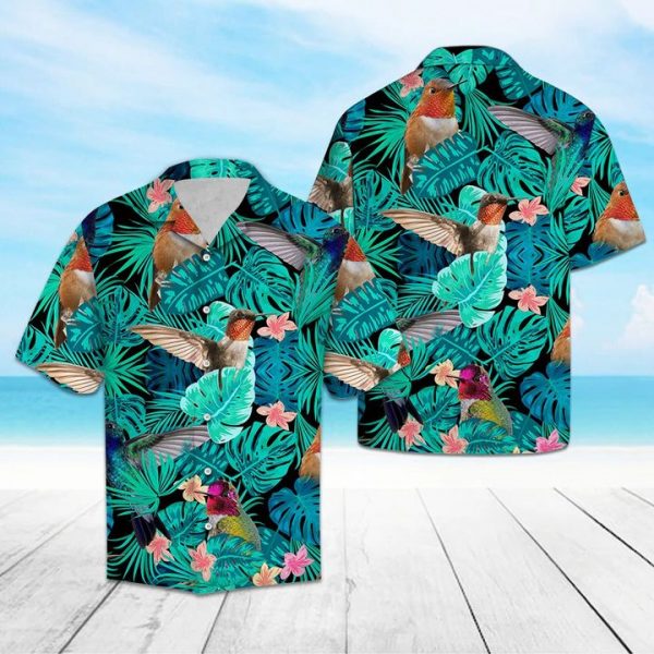 Tropical Hummingbird Hawaiian Shirt Summer Button Up