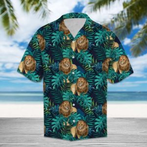 Tropical Lion Hawaiian Shirt Summer Button Up