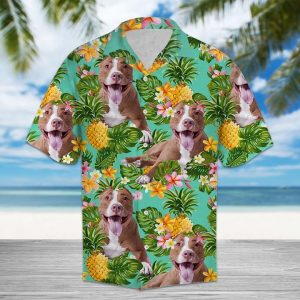 Tropical Pineapple American Pit Bull Terrier Hawaiian Shirt Summer Button Up