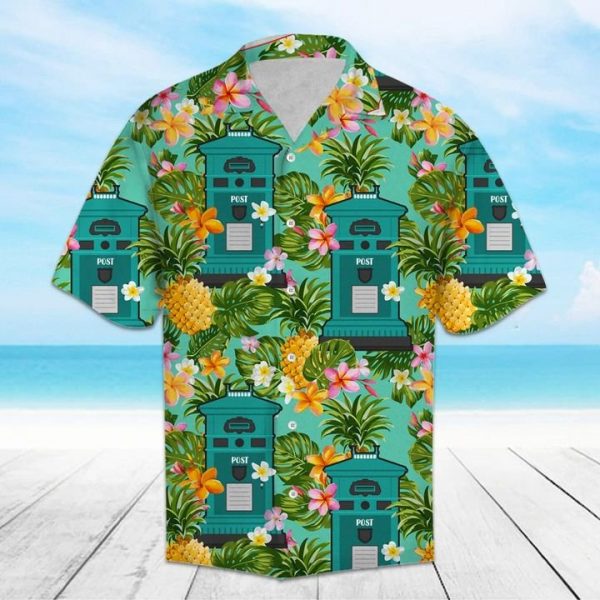 Tropical Pineapple Postal Worker Hawaiian Shirt Summer Button Up